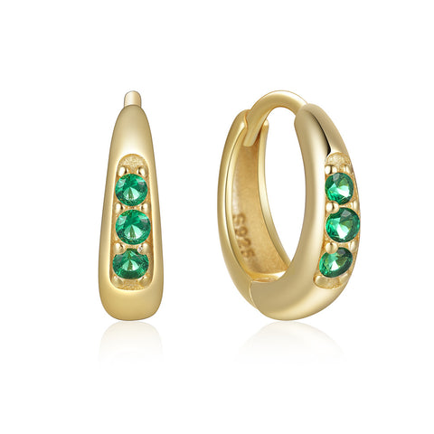 Gold CZ Diamonds Hoop & Huggie Earrings