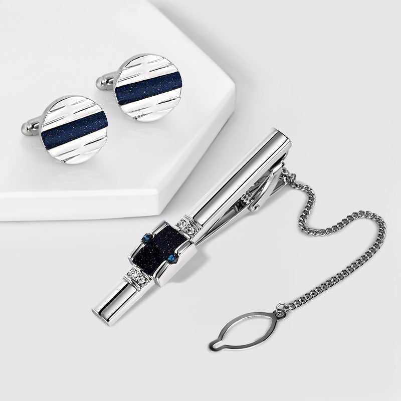 Bright Star Men's French Tie Clip & Swank Cufflinks