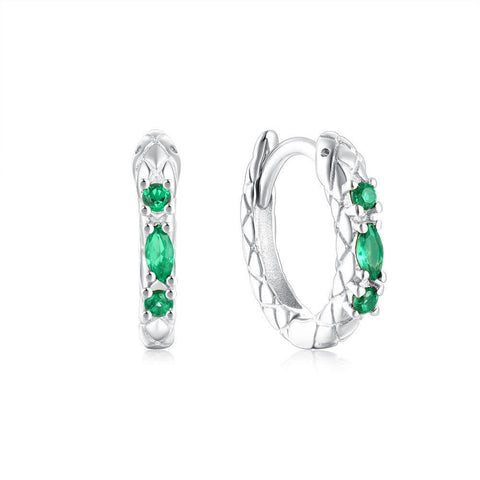 Creative Emerald Snake Modeling Huggie Earrings