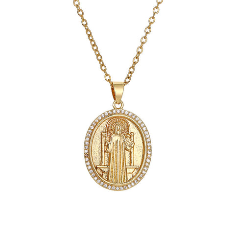Vintage Micropavé Virgin Mary Virgencita Necklace