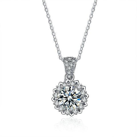 Flower with Moissanite Necklace