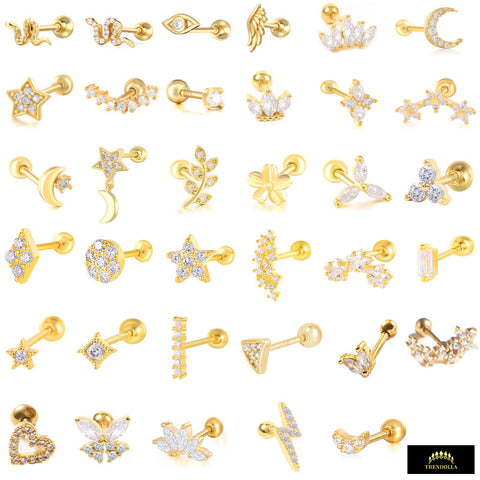 14K Gold Push Flat Back Mini Dangle Diamond Star Earring – KEILA