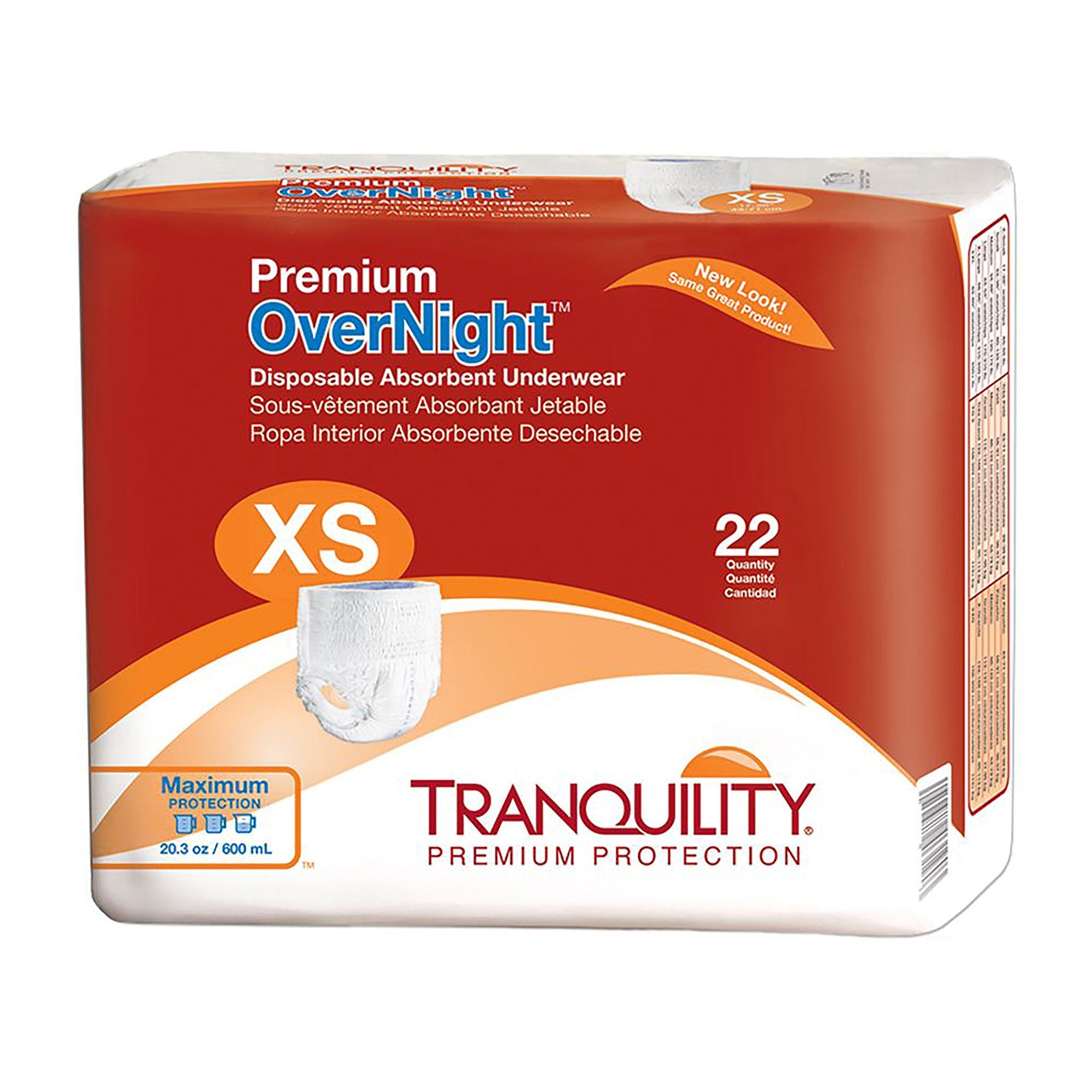 Tranquility? Premium OverNight? Maximum Protection Absorbent Underwear, Extra Small