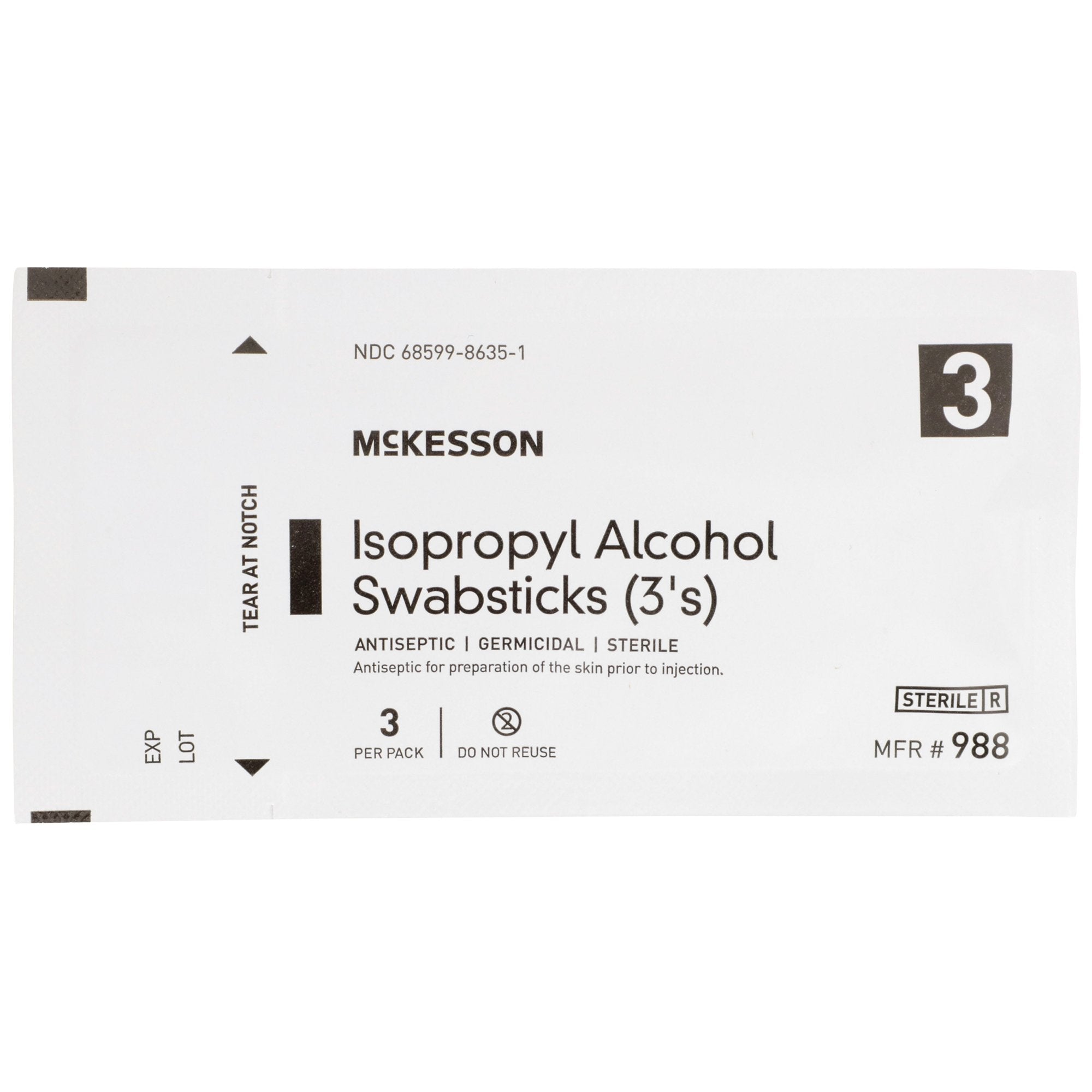 McKesson Impregnated Swabstick, 70% Isopropyl Alcohol