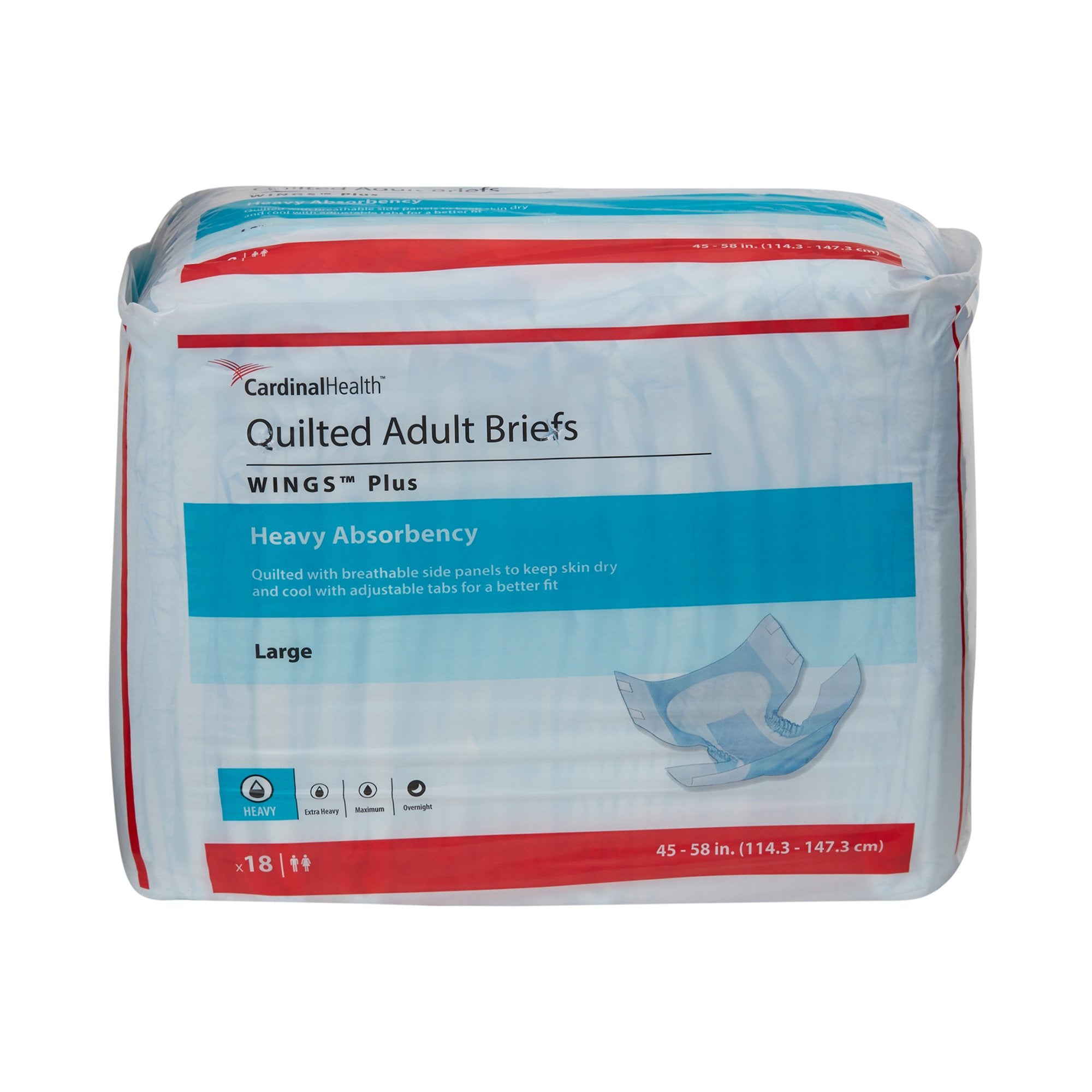 Wings? Plus Quilted Heavy Absorbency Incontinence Brief, Large