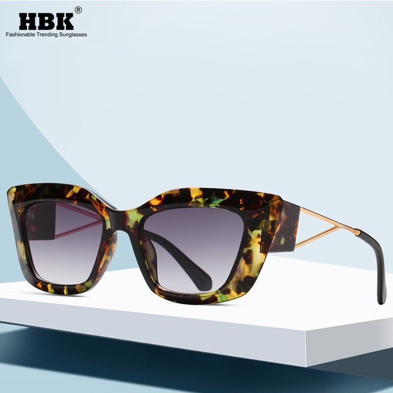 HBK New Big Frame Cat Eye Sunglasses Oversized Frame Vintage Gradient Sun Glasses UV400 Fashion Brand Designer Outdoor Driving