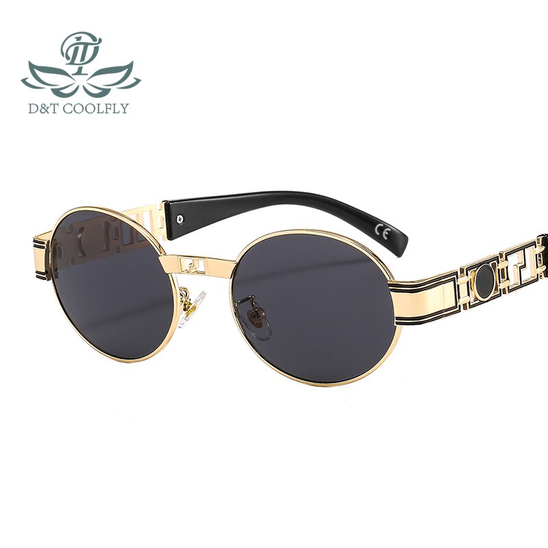 D&T 2021 New Round Sunglasses Women Men Luxury Brand Designer Fashion Trend Gradients Alloy Frame Carved Decoration Sun Glasses
