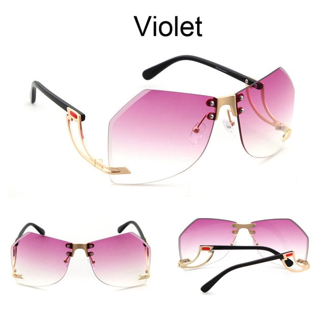 2021 New Irregular Rimless Sunglasses Women Brand Designer Alloy Frame Oversize Gradient Sun Glasses Fashion Female Clear Shades