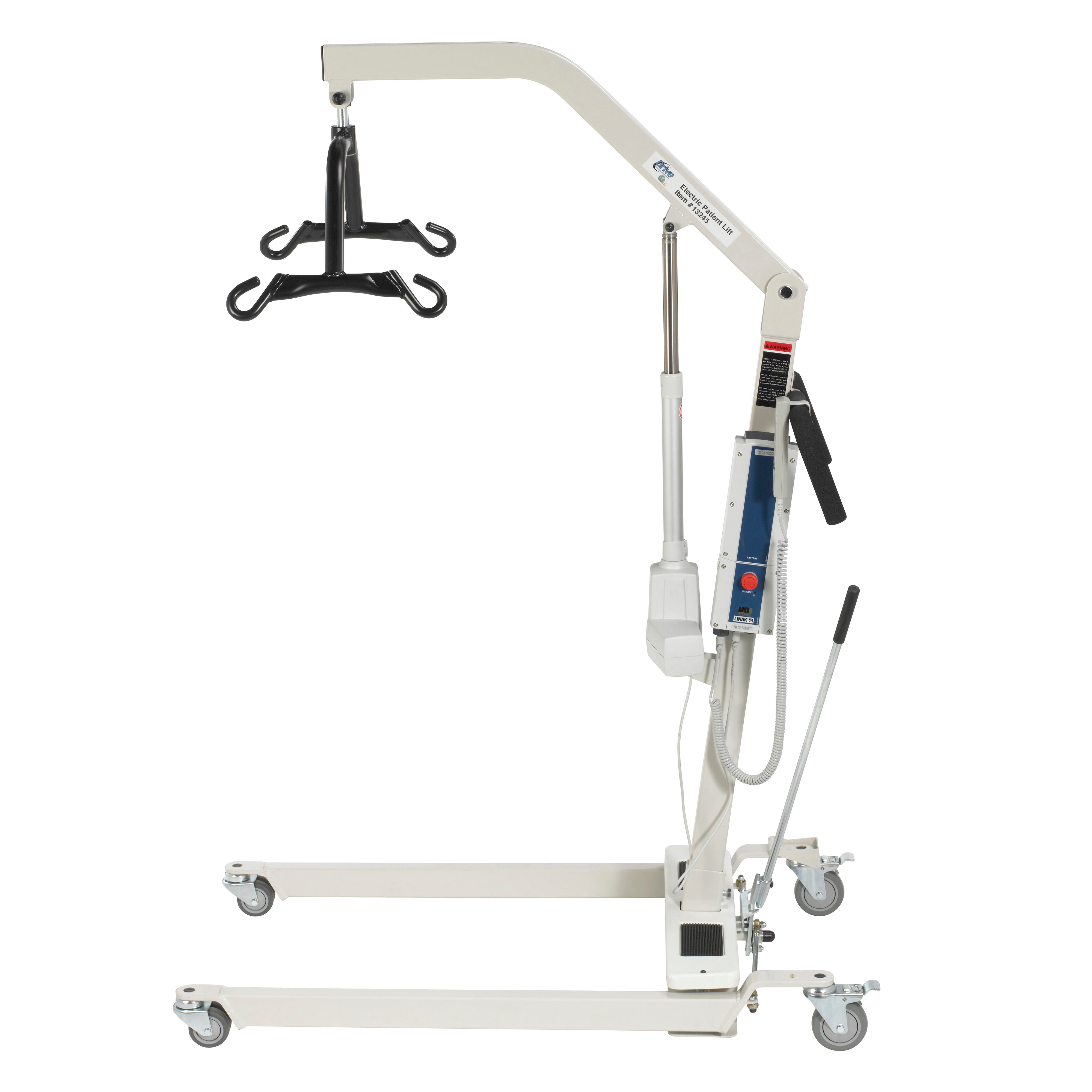 Drive Medical 13244 Bariatric Battery Powered Electric Patient Lift with Four Point Cradle and Rechargeable, Removable Battery, No Wall Mount