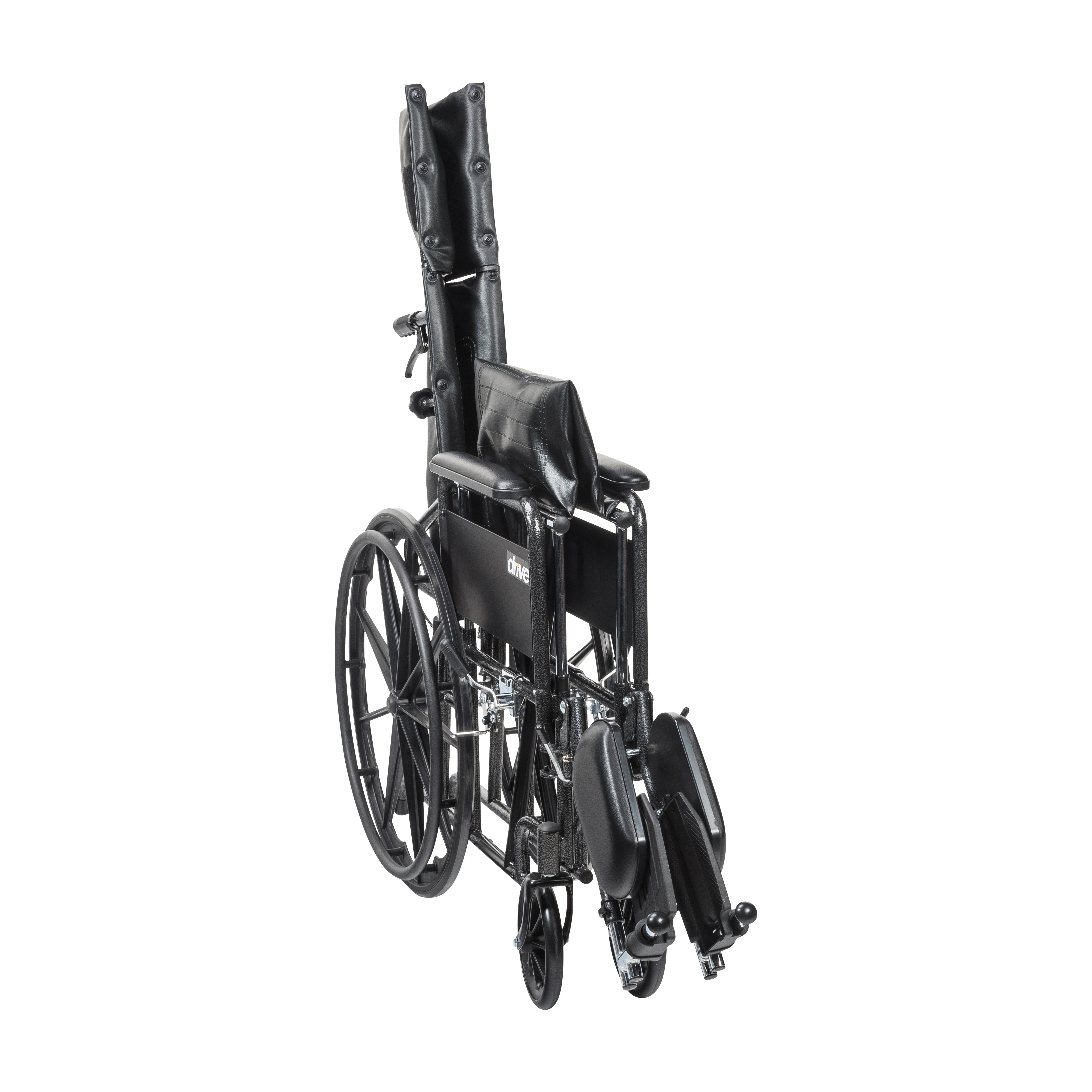 Drive Medical SSP16RBDFAV Silver Sport Full-Reclining Wheelchair, Full Arms, 16