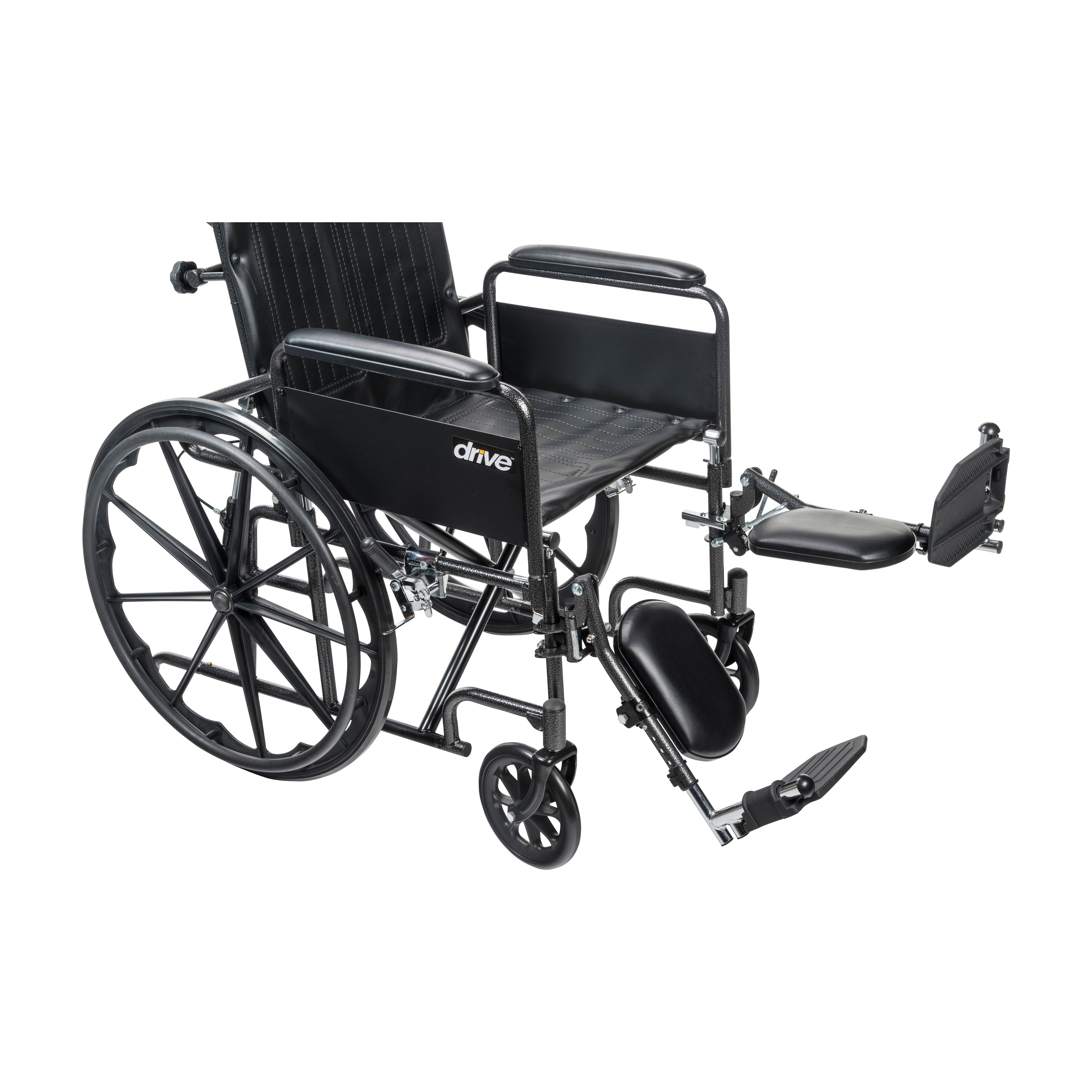 Drive Medical SSP16RBDFAV Silver Sport Full-Reclining Wheelchair, Full Arms, 16