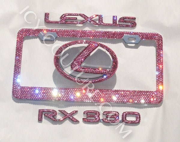 Pink Bling Crystal License Plate Frame: Light Rose, Rose or Fuschia