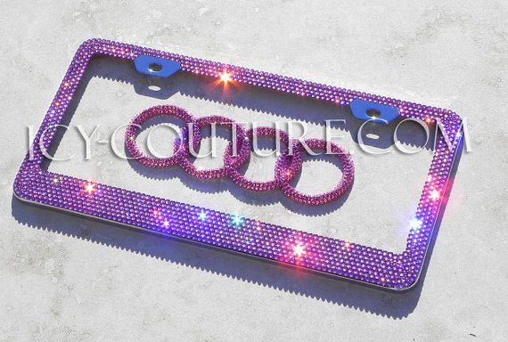 Pink Bling Crystal License Plate Frame: Light Rose, Rose or Fuschia