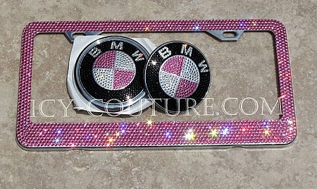 Pink Bling Crystal License Plate Frame: Light Rose, Rose or Fuschia