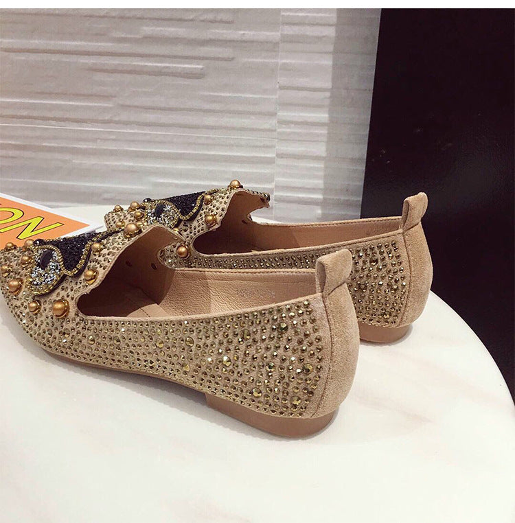 Rhinestone Rivet Flat Pointed Joker  Fashion Shoes