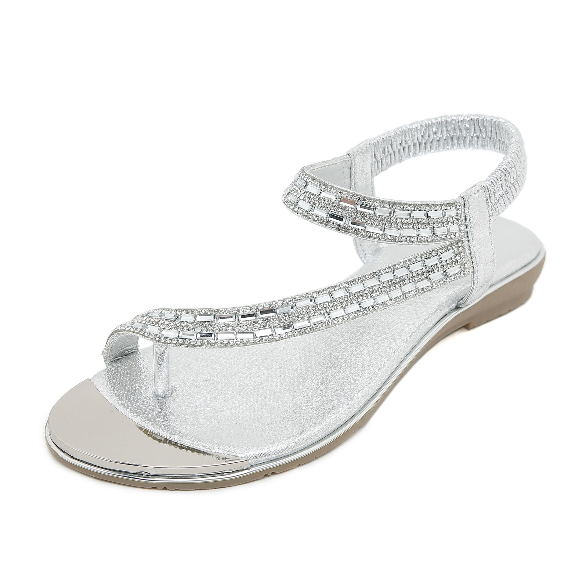 Belifi Flat Rhinestone Comfortable Versatile Sandals