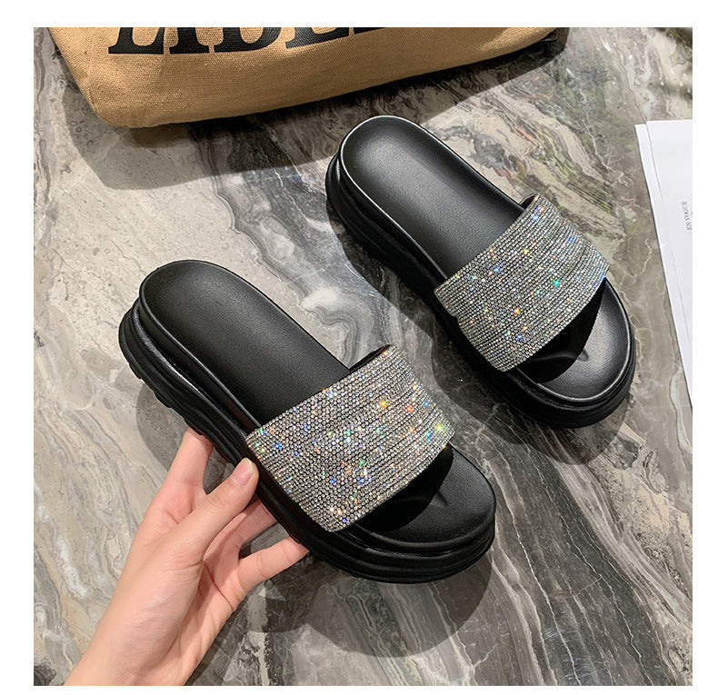 Belifi Fashion Casual Rhinestone Slippers