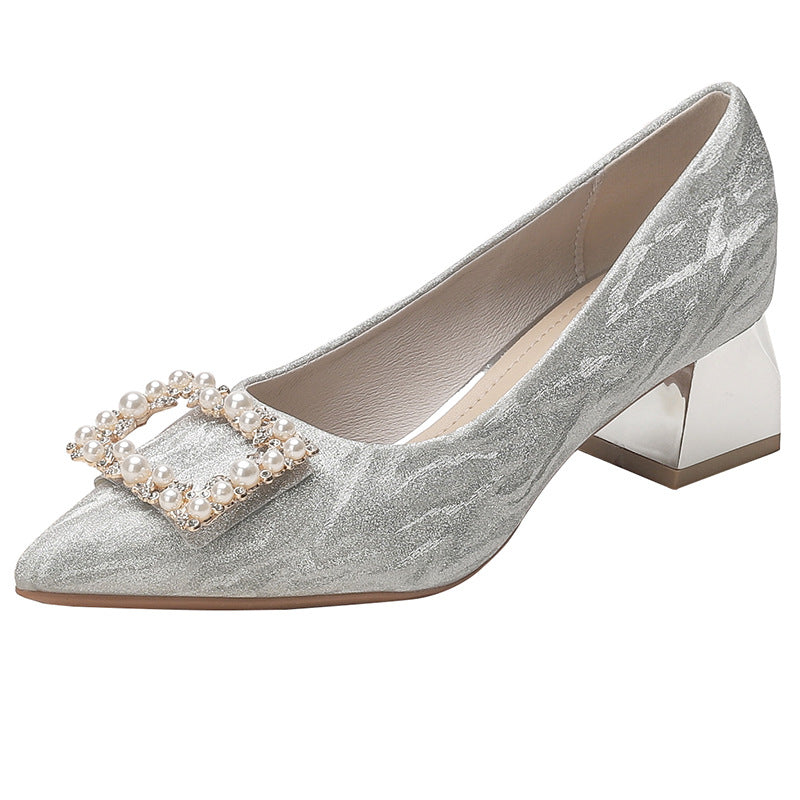 Belifi Sparkling Elegance: Crystal Square Pumps