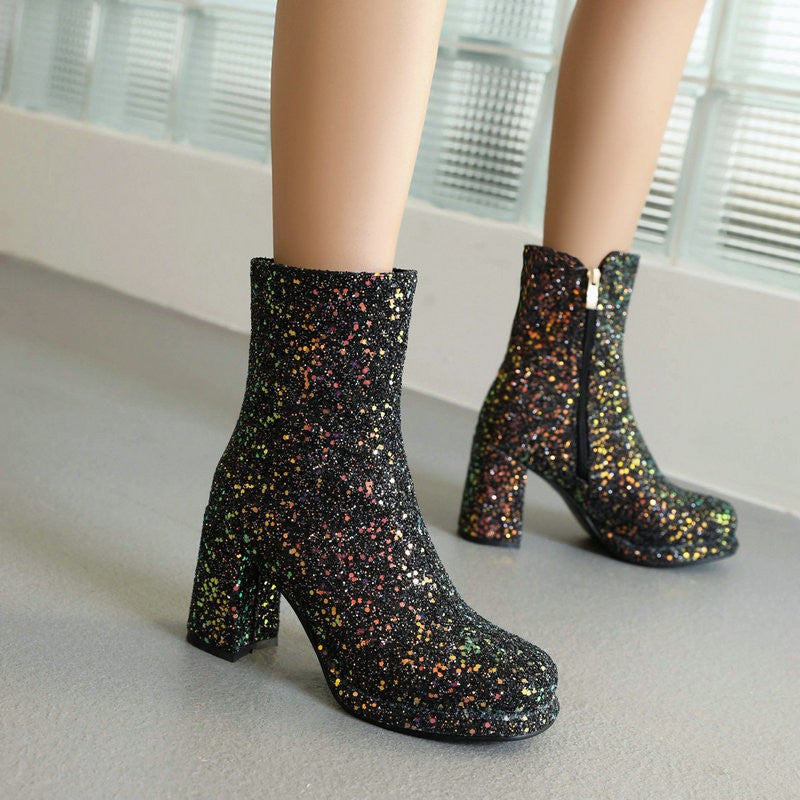 Belifi Sequin Fashion High Heel Boots