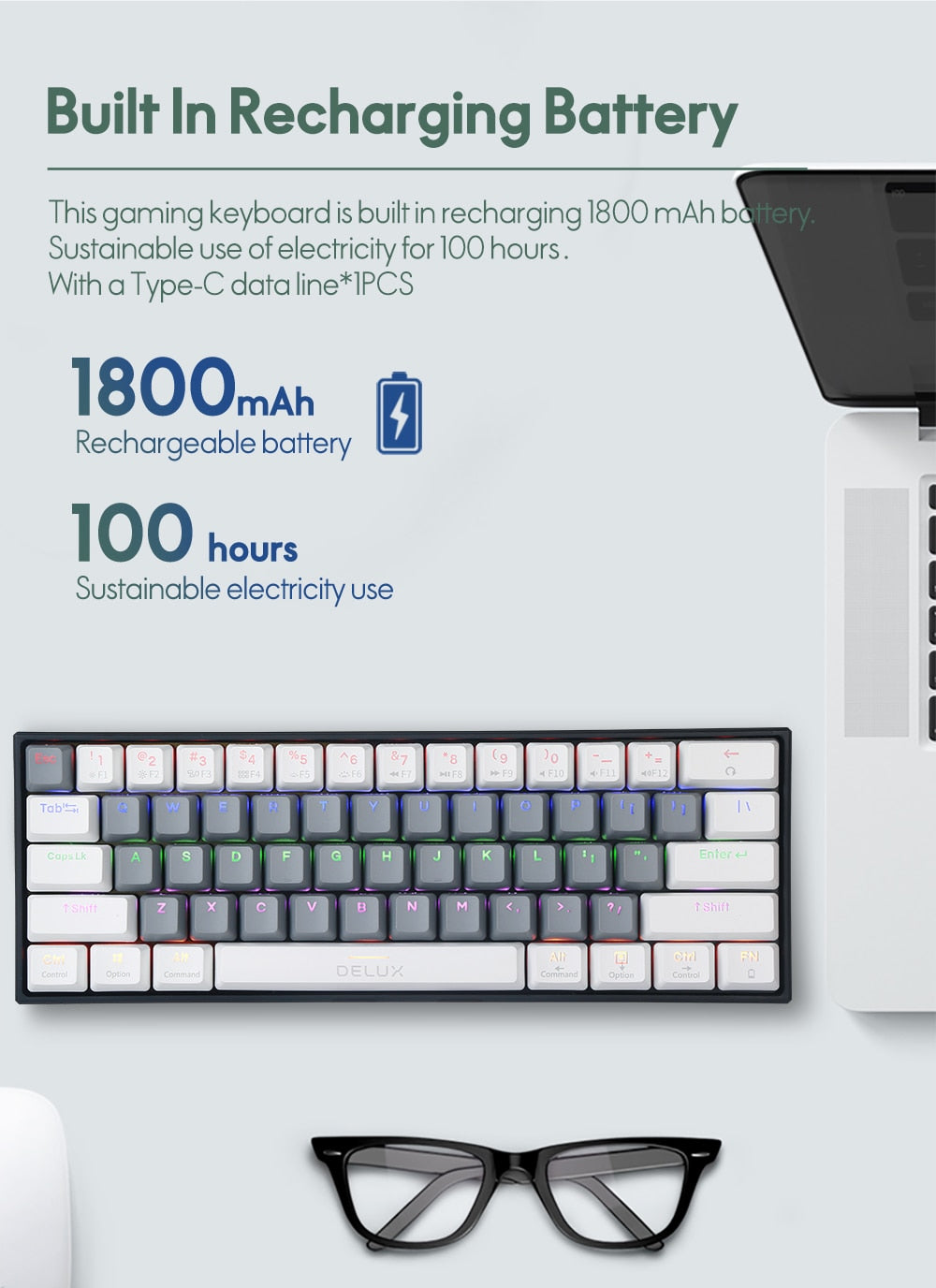 Portable Gaming Wireless Mechanical Bluetooth Keyboard