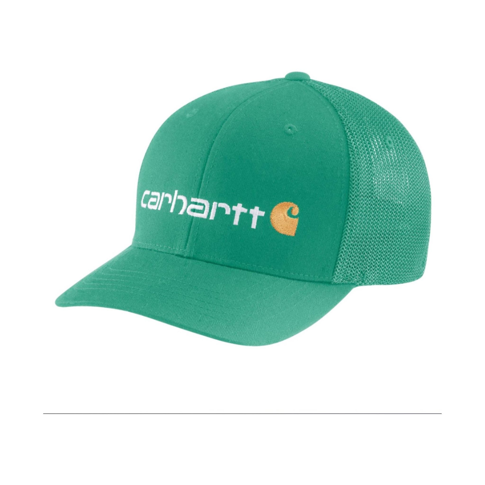 Carhartt Rugged Flex Fitted Canvas Mesh Back Logo Graphic Cap - Seagreen