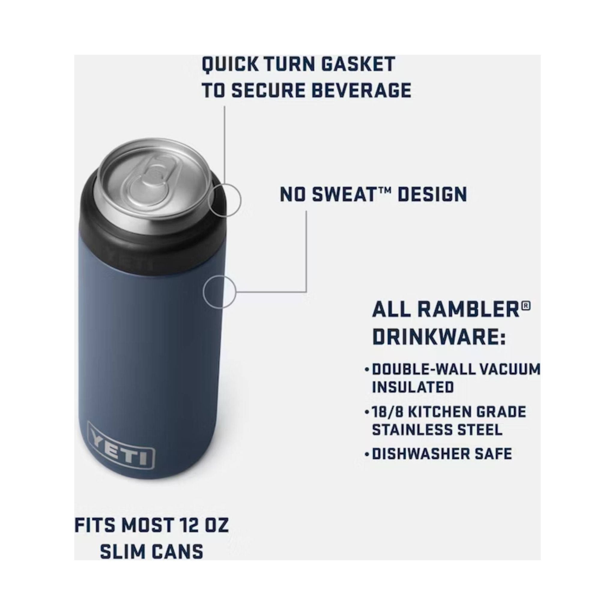 YETI Rambler 12 oz Colster Slim Can Cooler - Navy Blue