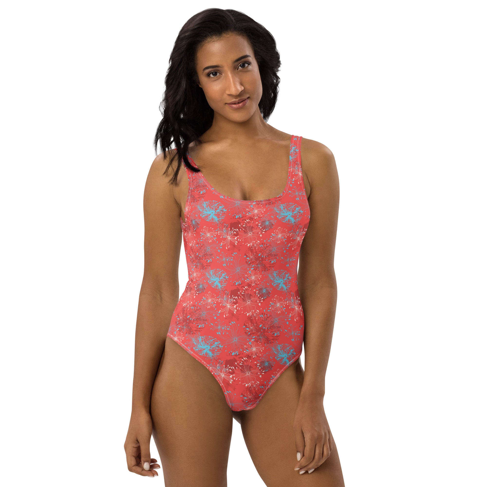 Printed One-Piece Swimsuit - Botanical Red