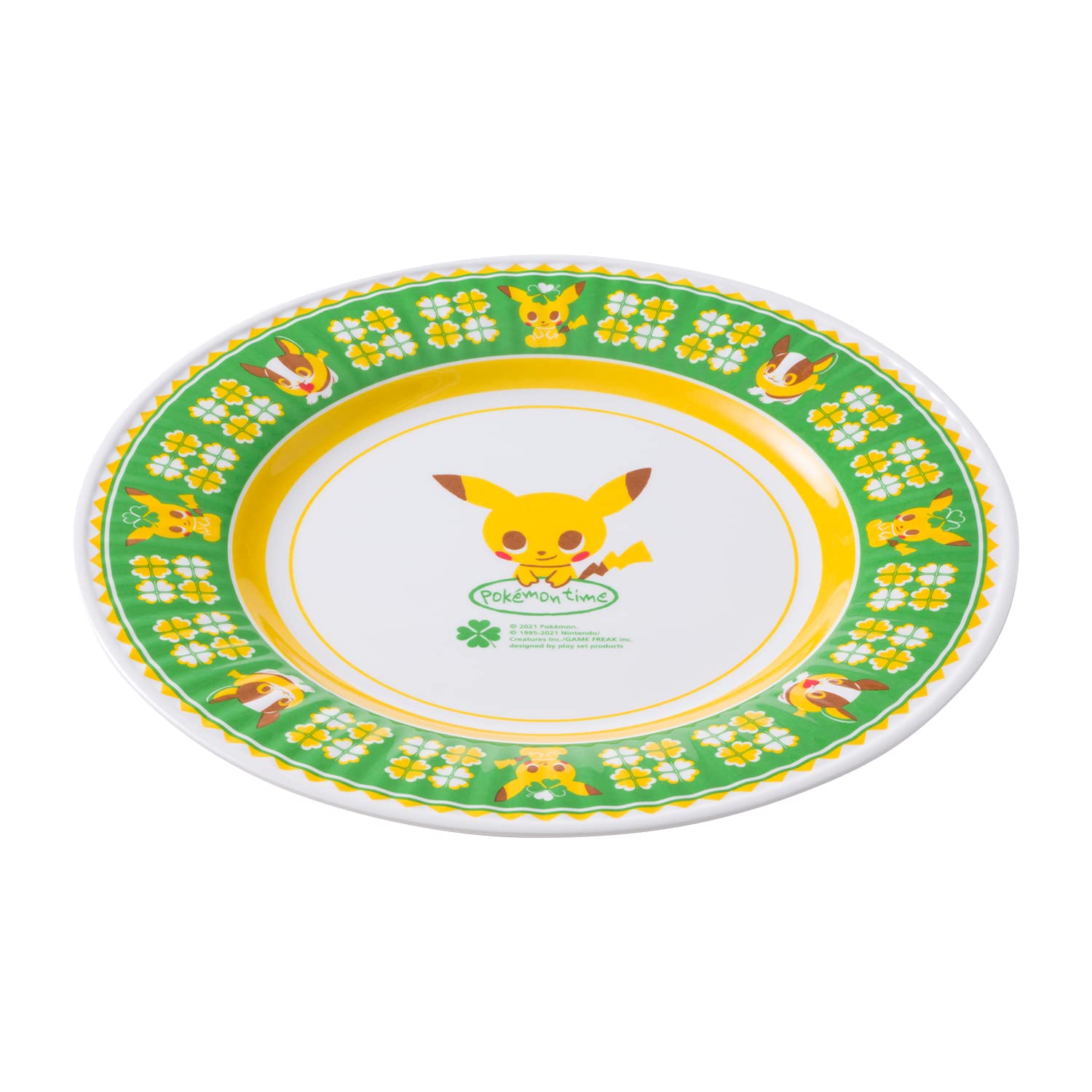 POKEMON CENTER ORIGINAL Melamine Plate Pokemon Time Pikachu Green