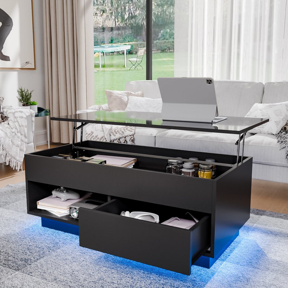 LED Lift Top Coffee Table - Modern 39.4