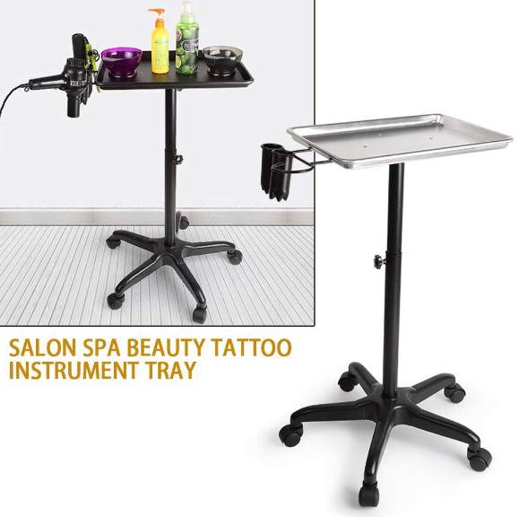 Salon Spa Beauty Tattoo Metal Silver Tray Hairdressing Tool Car for Hair Salon Pet Shop US Stock (Silver)