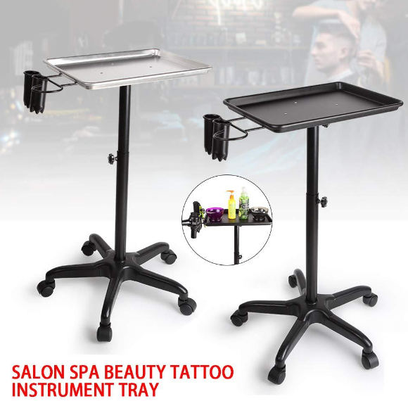 Salon Spa Beauty Tattoo Metal Silver Tray Hairdressing Tool Car for Hair Salon Pet Shop US Stock (Silver)