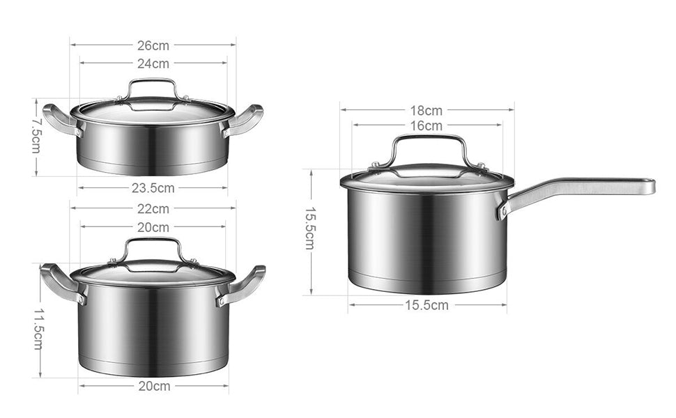 430 Stainless Steel Three-Piece Cookware Set