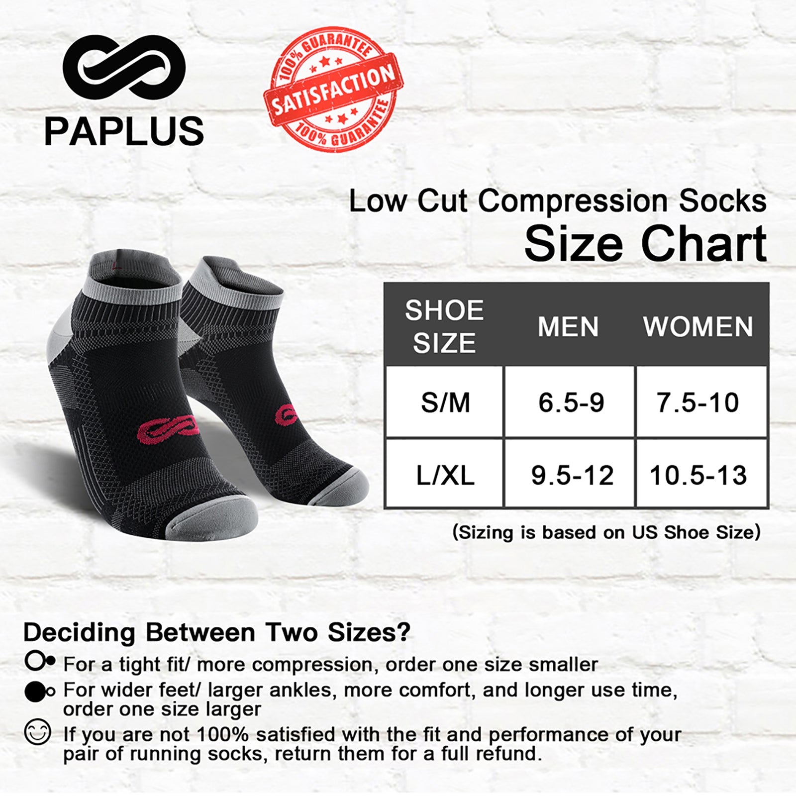 WalkHero x PAPLUS Ankle Compression Running Sock 2-Pairs