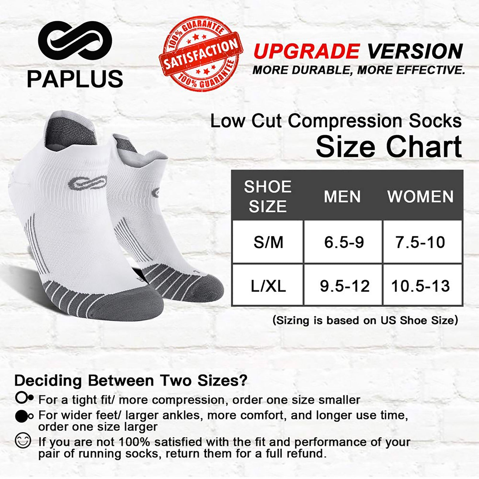 WalkHero x PAPLUS Ankle Compression Running Sock 2-Pairs