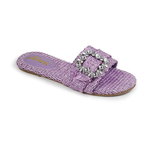 Purple Buckle Detail Flat Sandals Tiara-2