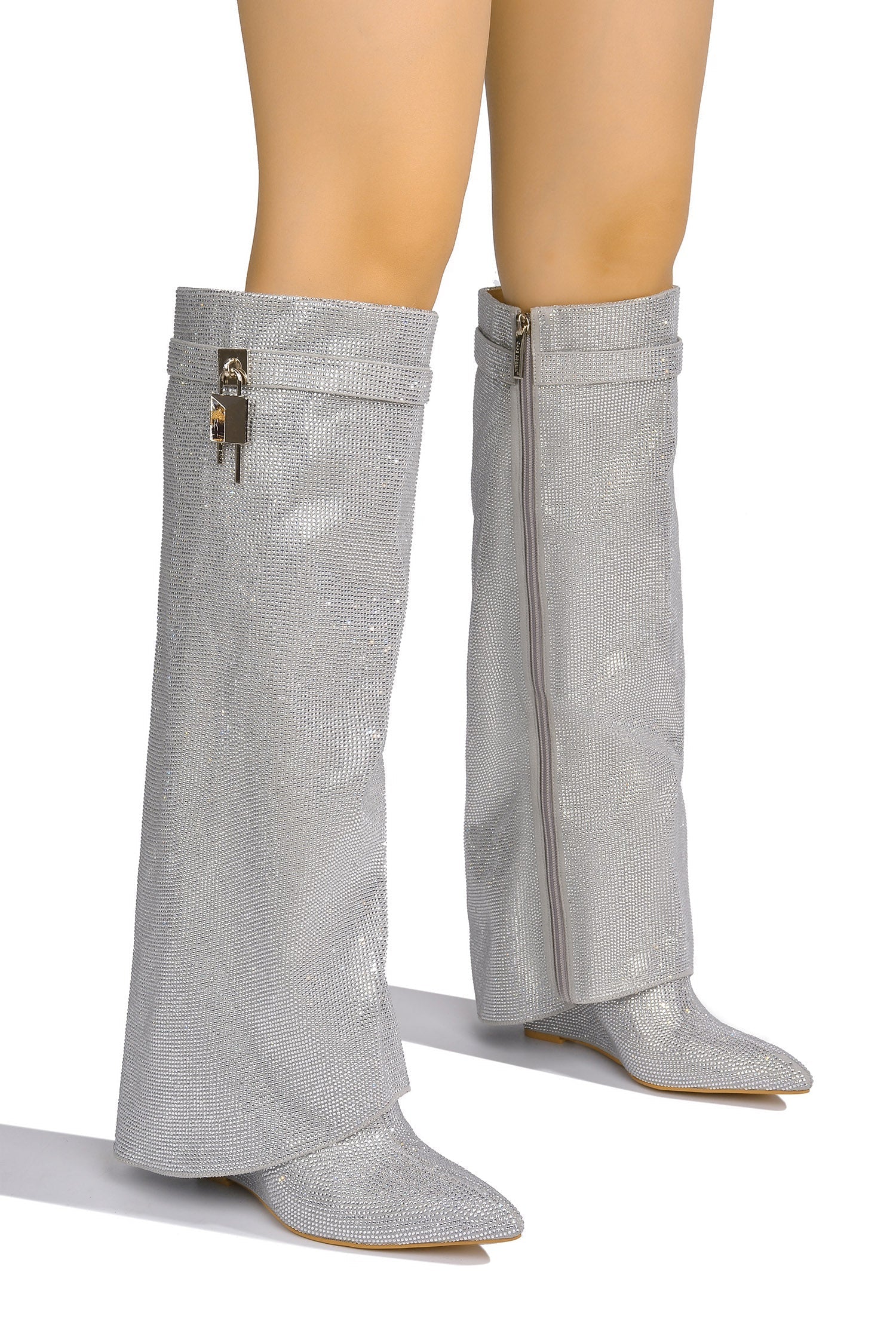 Rhinestone Shark Padlock Boots Crara Cape Robbin