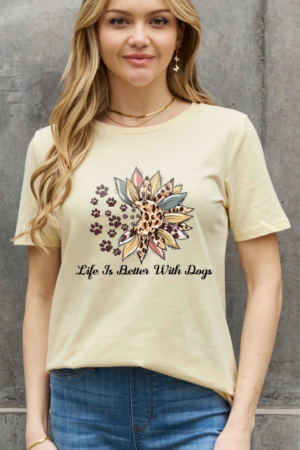 Simply Love Full Size LIFE IS BETTER WITH DOGS Graphic Cotton Tee