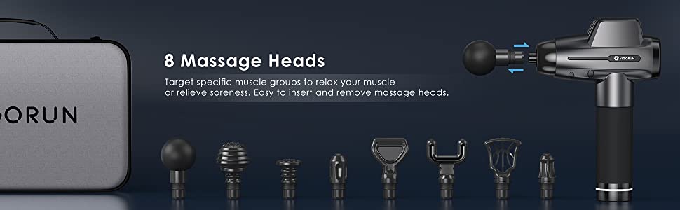 massage gun with 8 heads