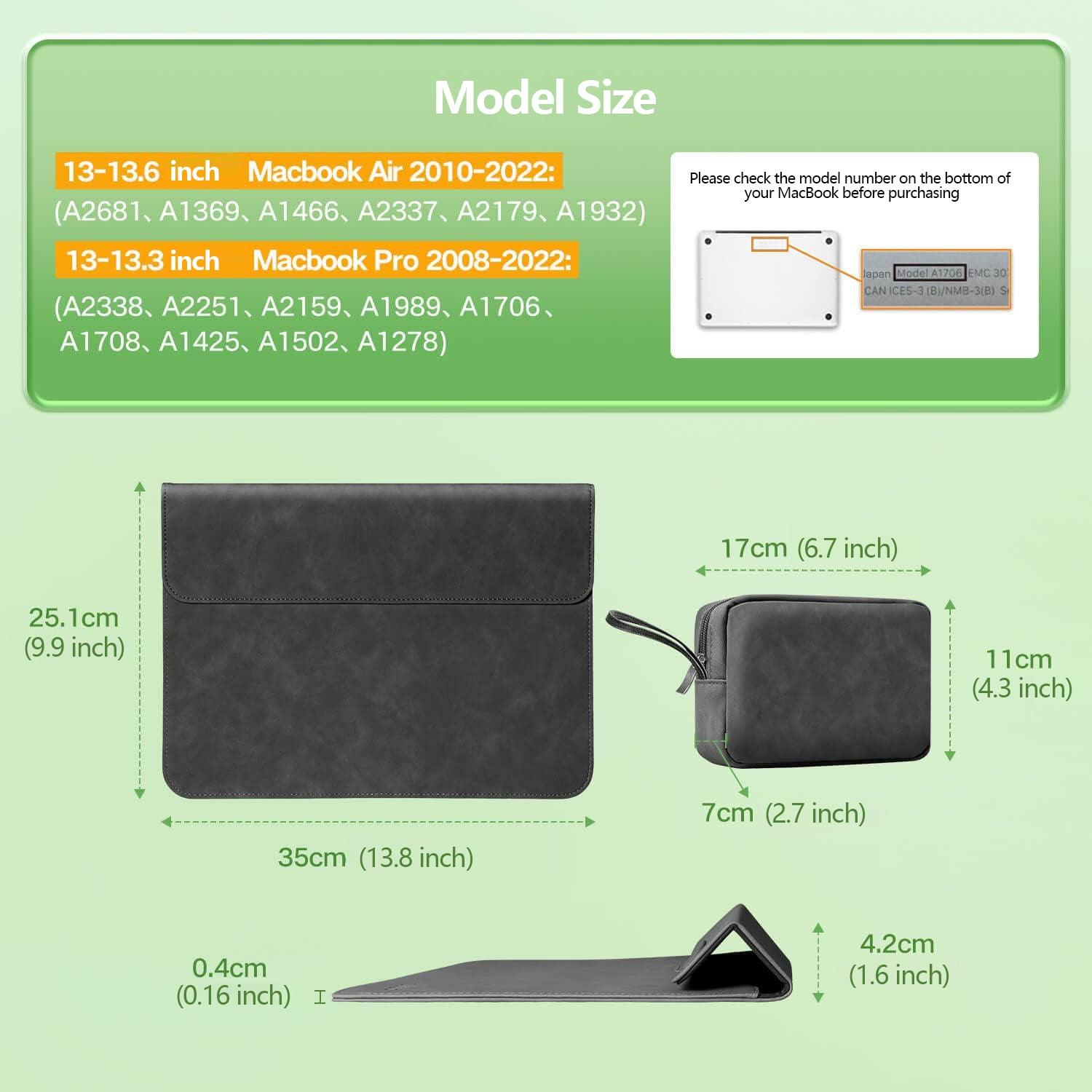 Product Dimension Drawing - Laptop Sleeve & Organizer Bag - Vogue Palette