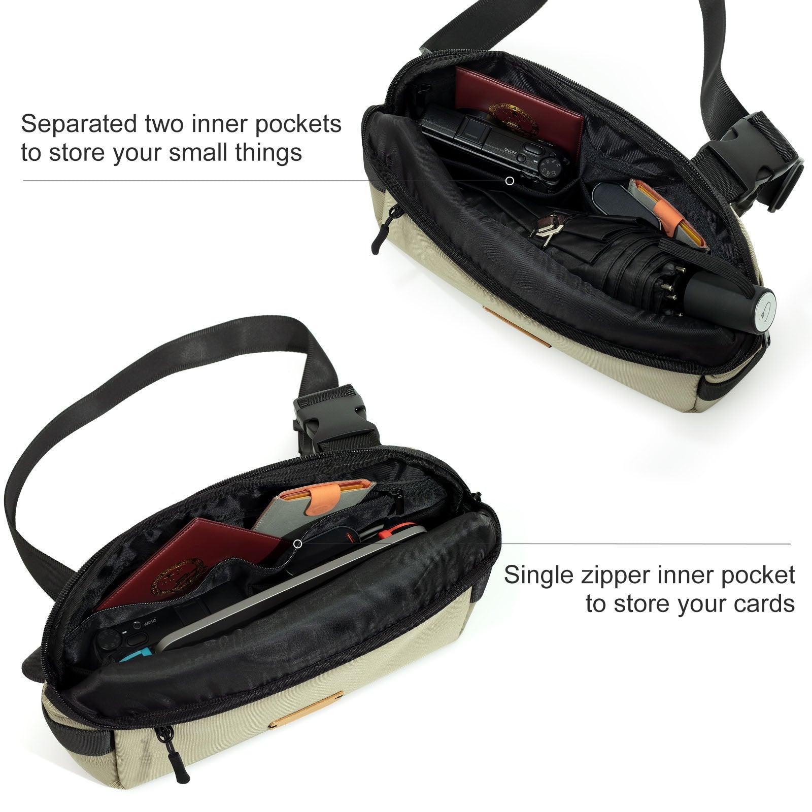 Separated two inner pockets to store your small things