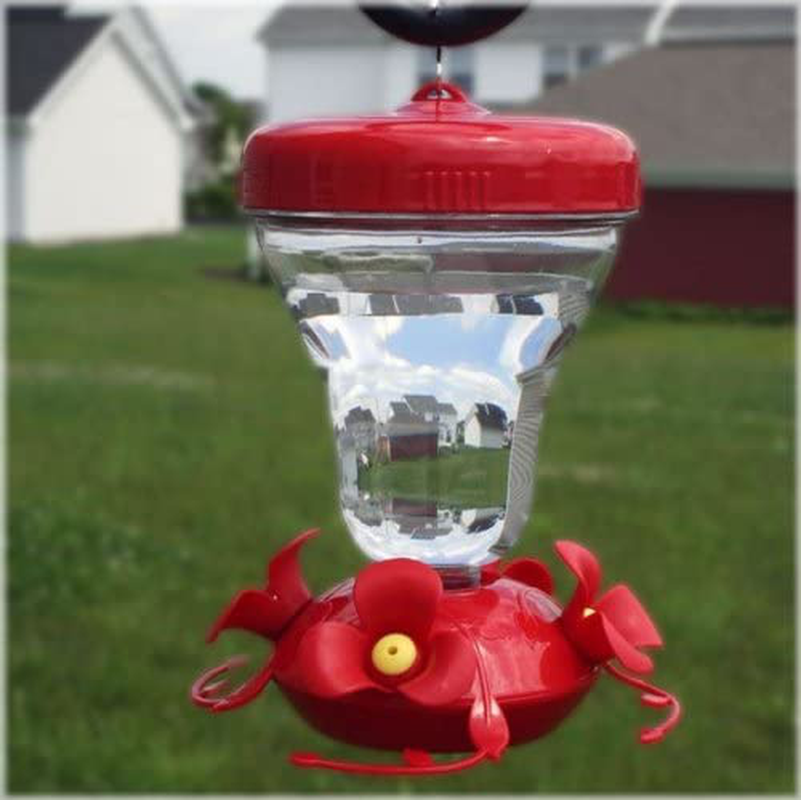 Top Fill Push-Pull Magnolia Plastic Hummingbird Feeder - 16-ounce