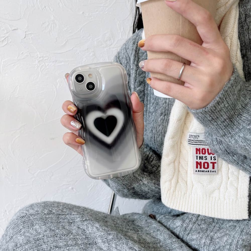 Black Groovy Heart iPhone Case