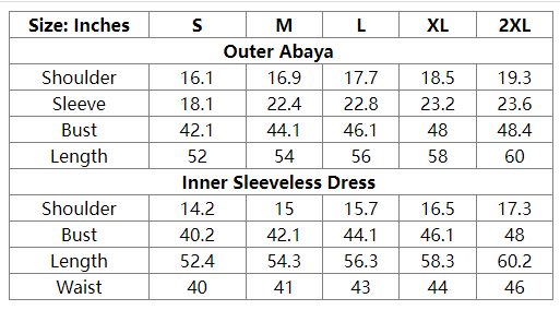 2 Pieces Set Beads Sleeve Satin Open Abaya Dress Set With Inner Sleeveless Dress