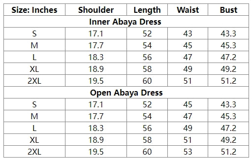 2 Pieces Set Wrinkle Fabric Cardigan Open Abaya Dress