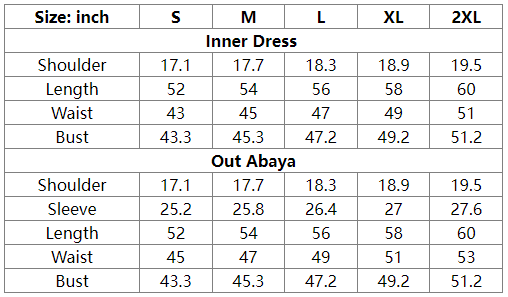 3 Pieces Set Abaya Dress Muslim Women Clothing Suit With Out Abaya, Inner Dress And Scarf