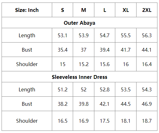 Middle-length Sleeves Sequins Tie-dye 2 Pieces Set Open Cardigan Abaya Dress