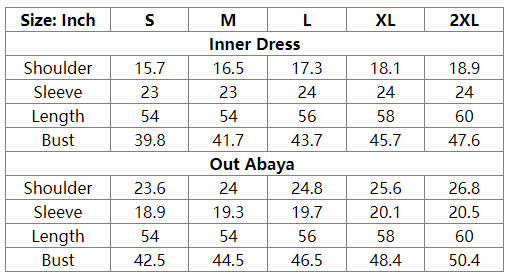 2 Pieces Set Muslim Women Solid Color Open Cardigan Abaya Dress Suit