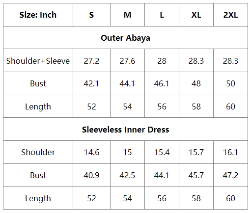 2 Pieces Set Cotton Blended Open Abaya Dress Set, With Outer Abaya And Inner Sleeveless Dress
