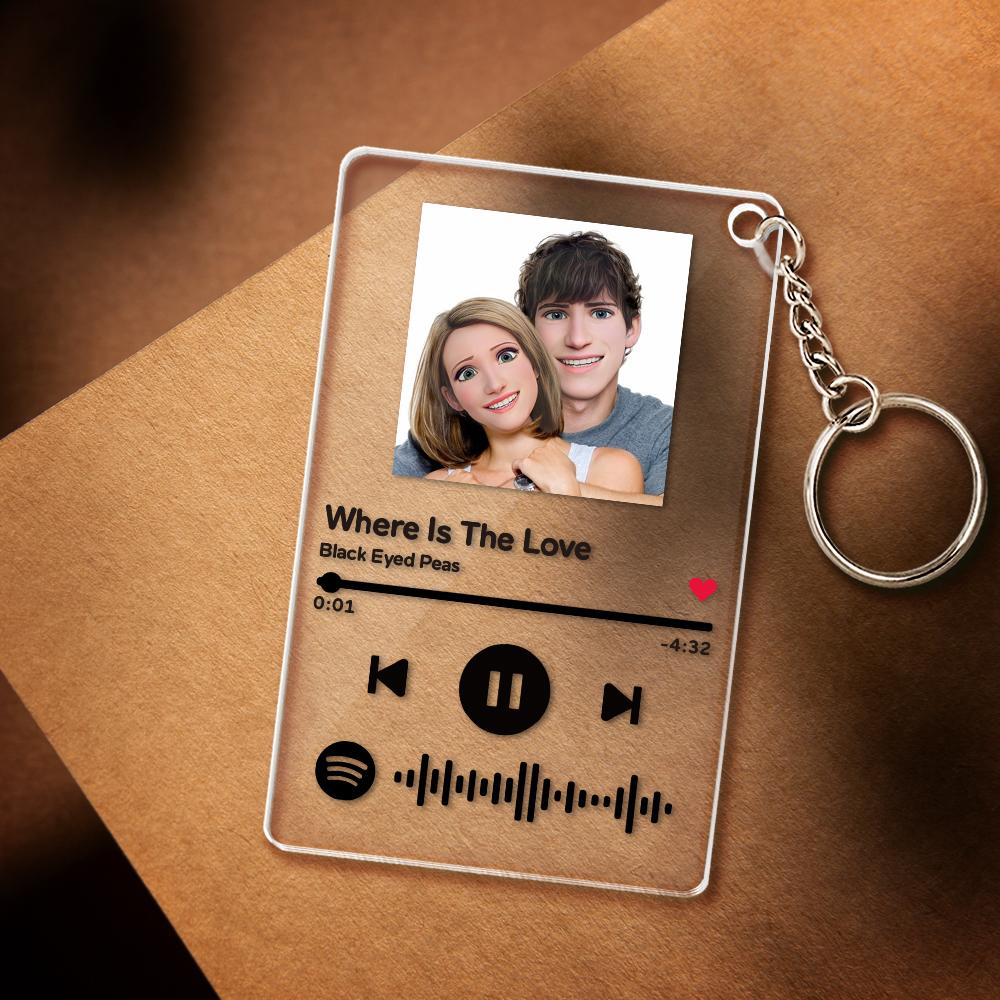 Scannable Spotify Code Comic Filter Plaque Keychain Music and Photo
