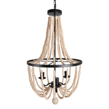 2 tier boho wood bead chandelier